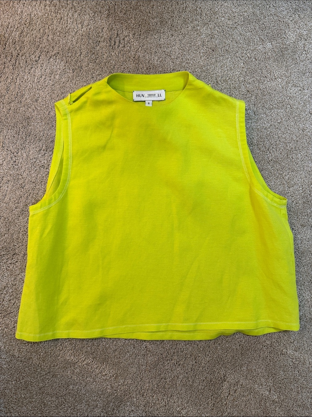 HUNTER BELL Neon Lime Cropped Tank Top